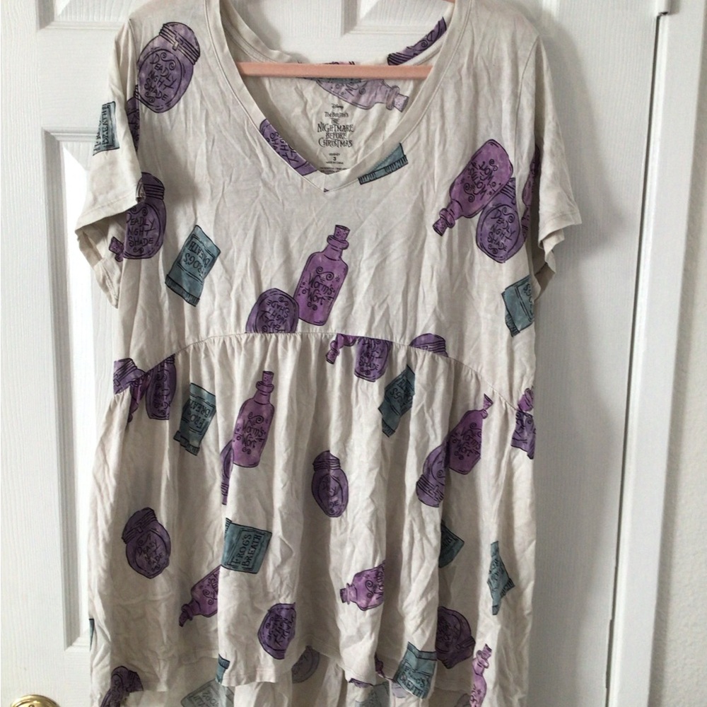 Whimsical Cream Blouse with Potion Print